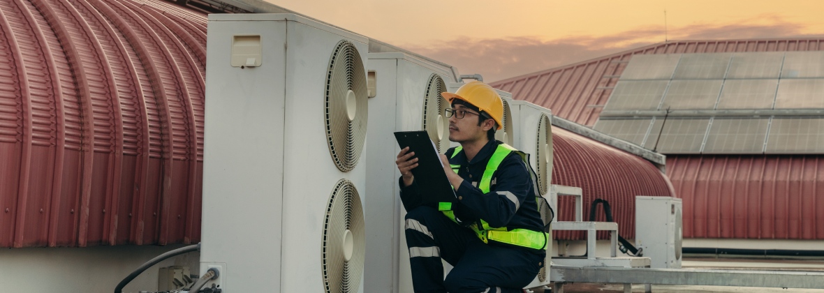 Engineer is checking the ac